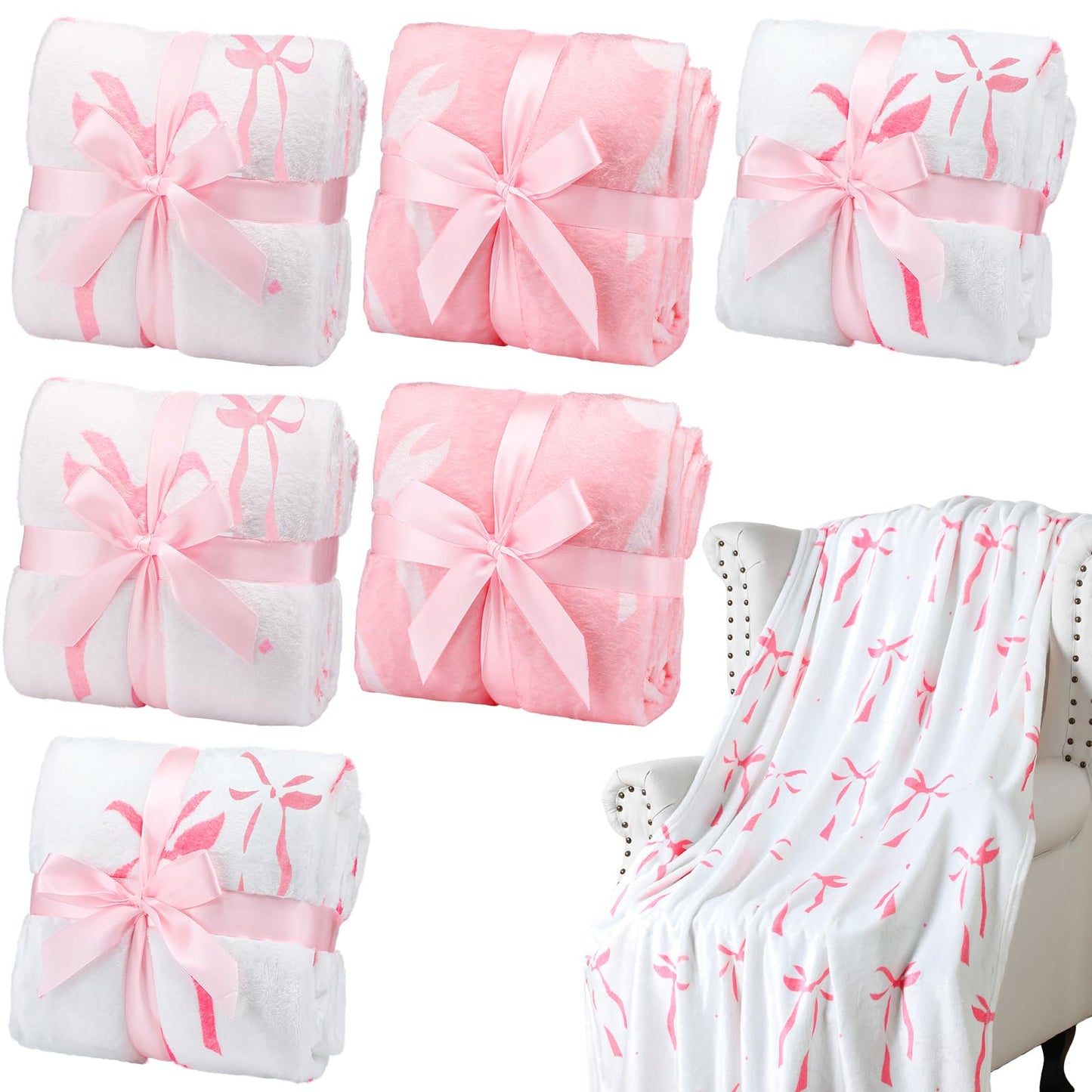Pink Flannel Throw Blanket Set for Sleepovers