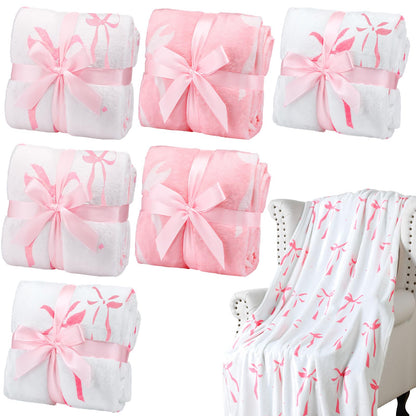 Pink Flannel Throw Blanket Set for Sleepovers