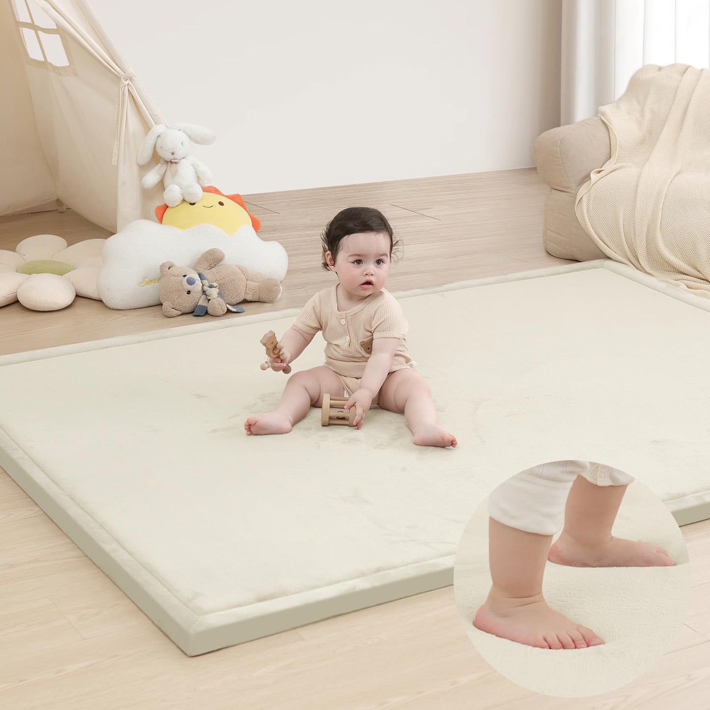 Extra Thick Memory Foam Baby Play Mat for Floor