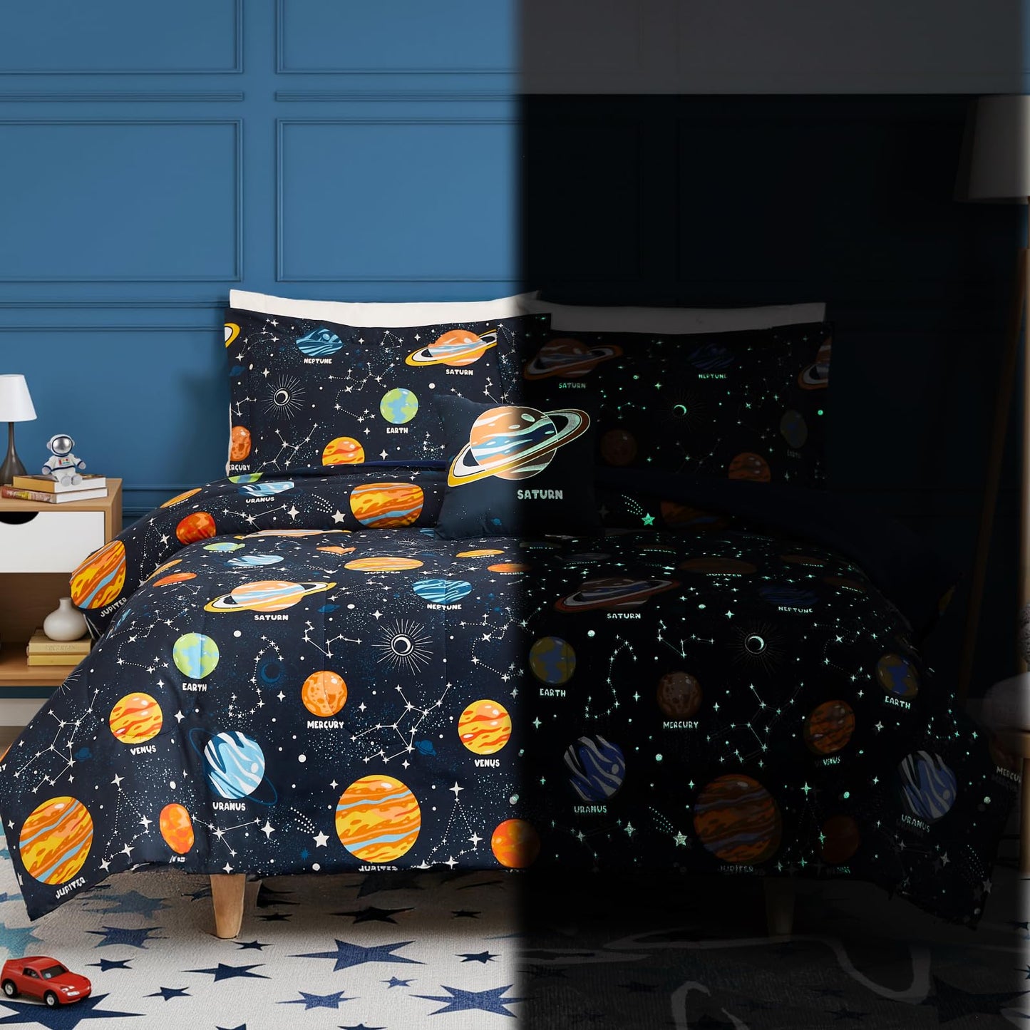 Glow-in-the-Dark Space Comforter Bedding Set