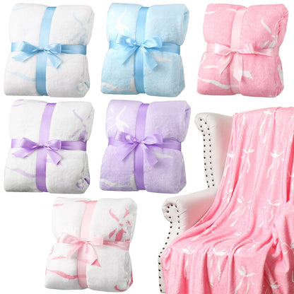 Pink Flannel Throw Blanket Set for Sleepovers