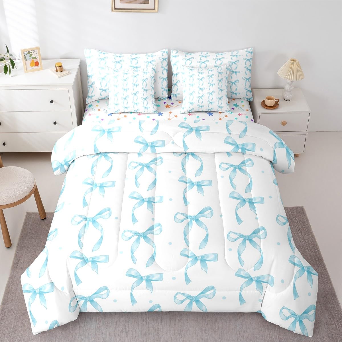 Pink Bow Bedding Set for Girls and Kids