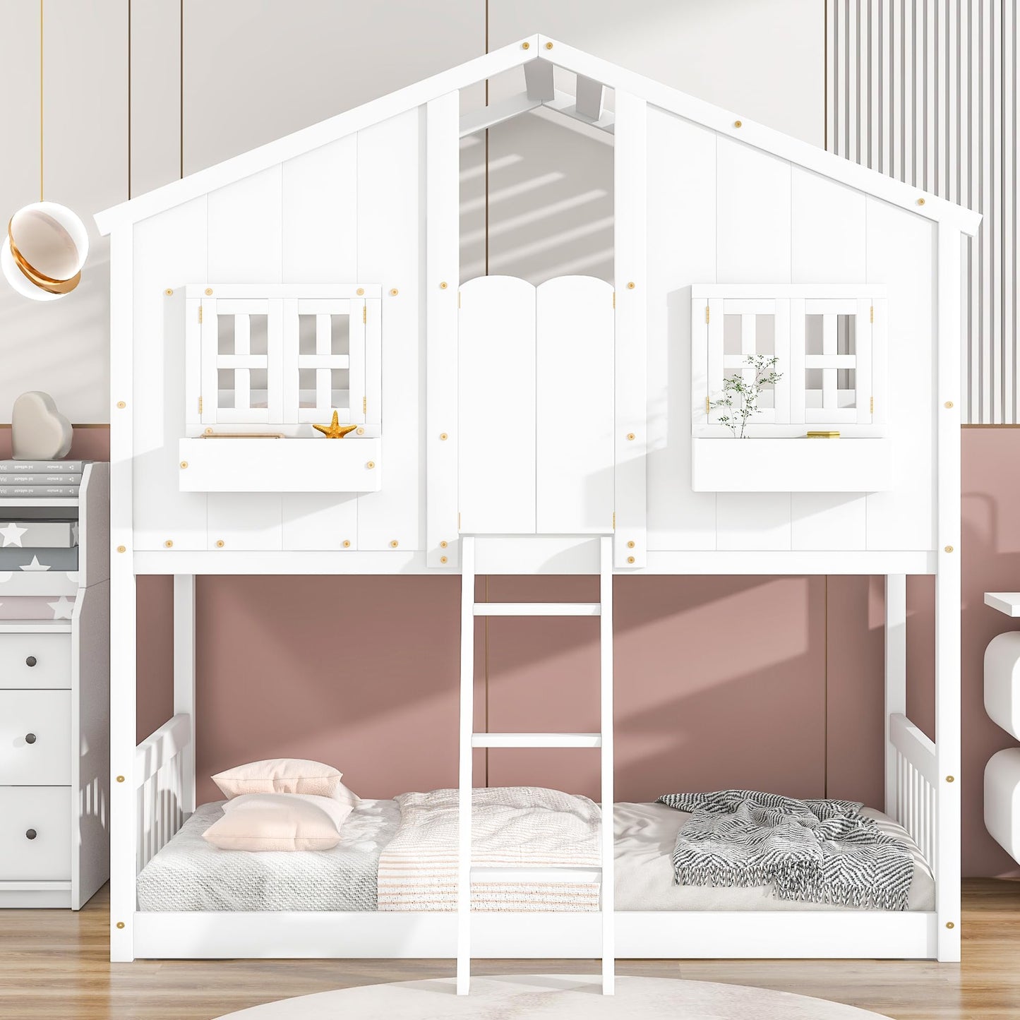 Twin House Bunk Bed with Storage Box