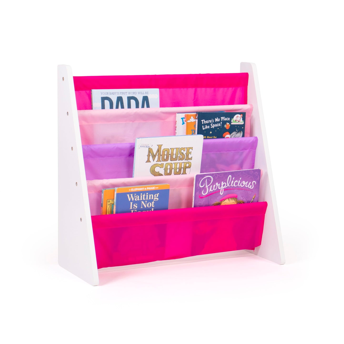 4-Tier Kids Bookshelf with Deep Sling Pockets