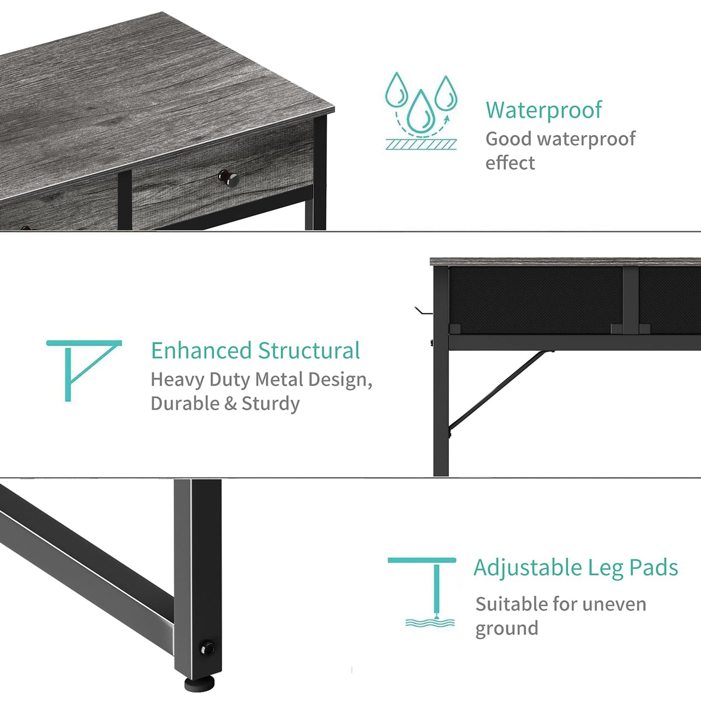 Computer Desk with Drawers and Storage Bag