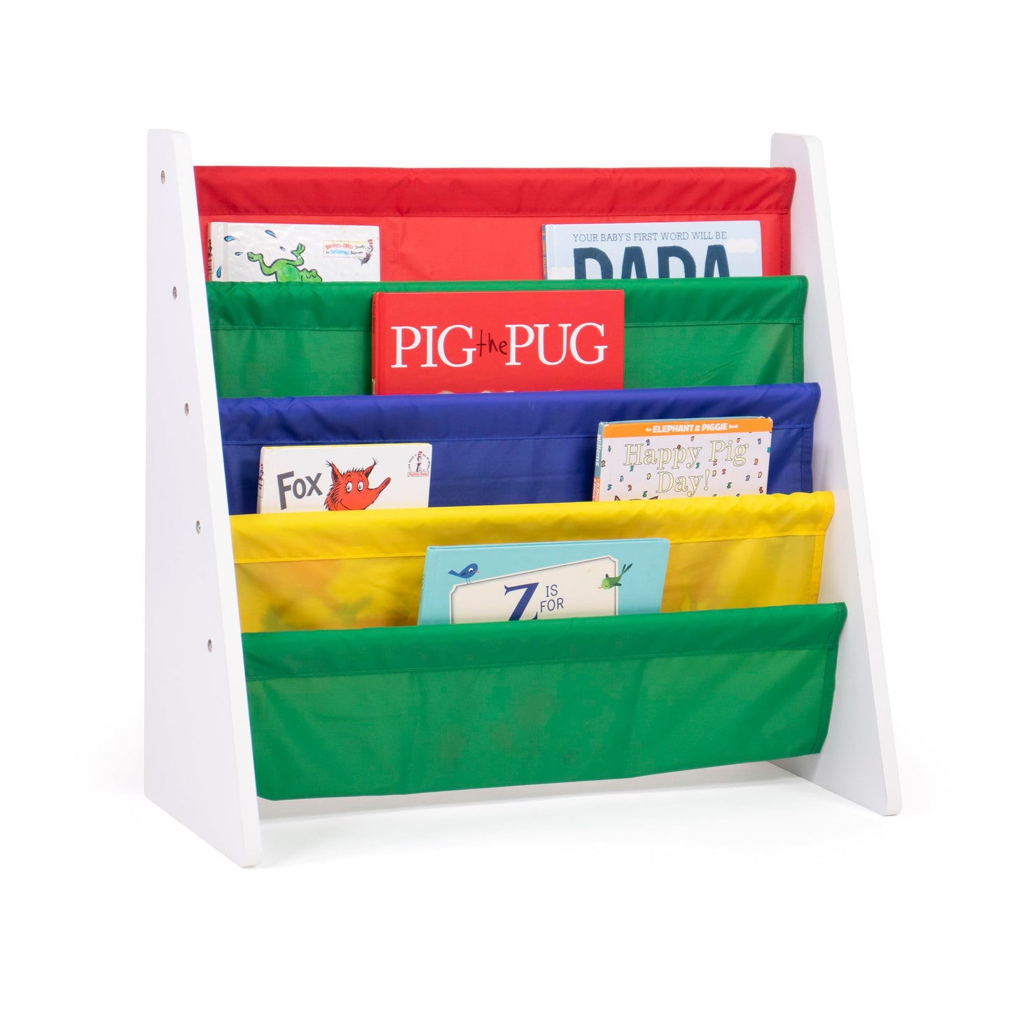 4-Tier Kids Bookshelf with Deep Sling Pockets