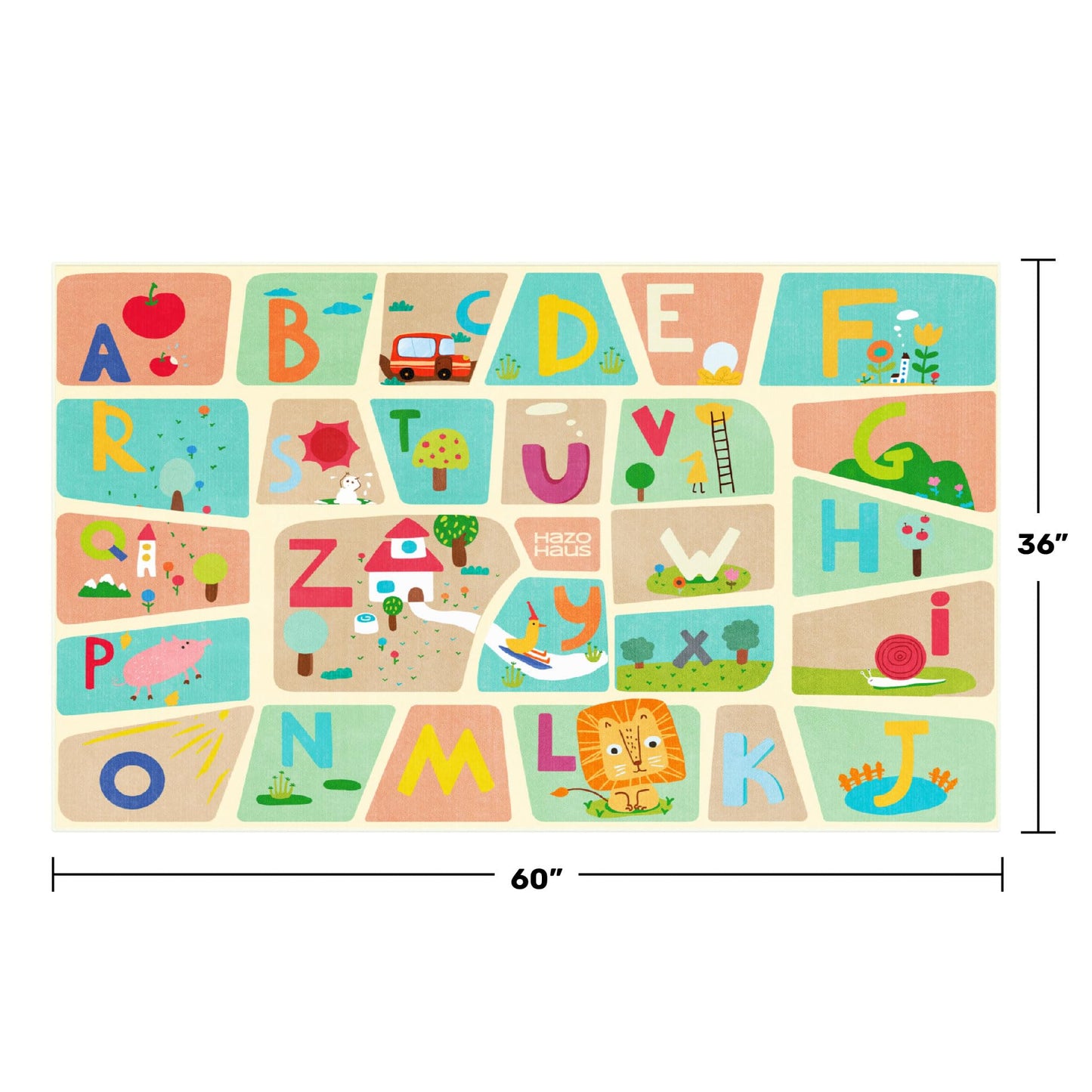 Washable Kids Play Rug with Colorful Map Design