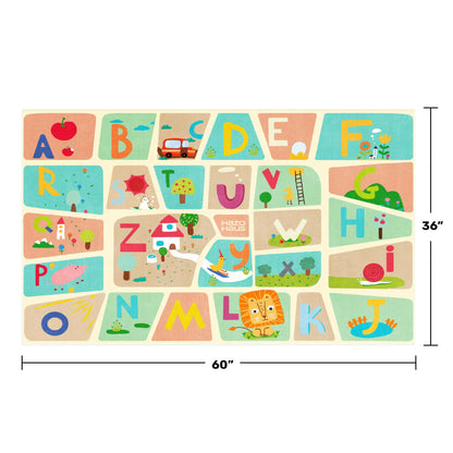 Washable Kids Play Rug with Colorful Map Design