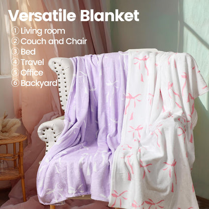 Pink Flannel Throw Blanket Set for Sleepovers