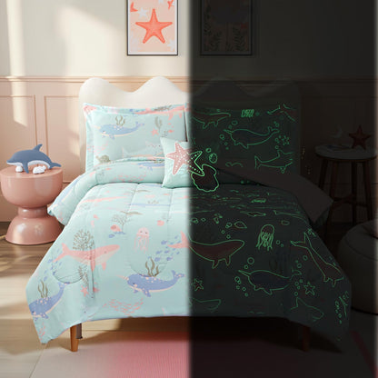 Glow-in-the-Dark Space Comforter Bedding Set