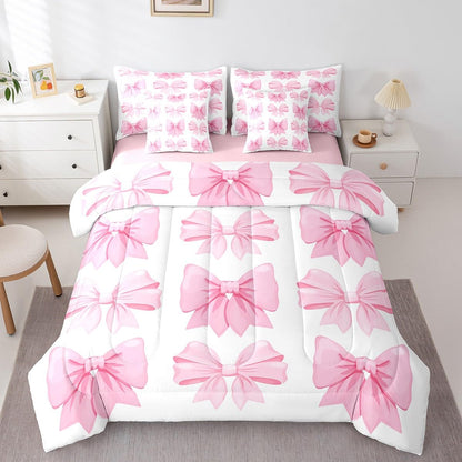 Pink Bow Bedding Set for Girls and Kids