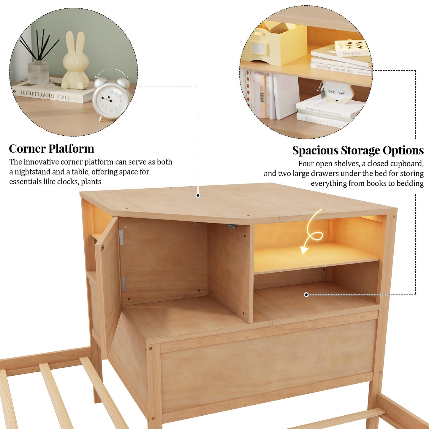Platform Bed with Hydraulic Storage and USB Ports