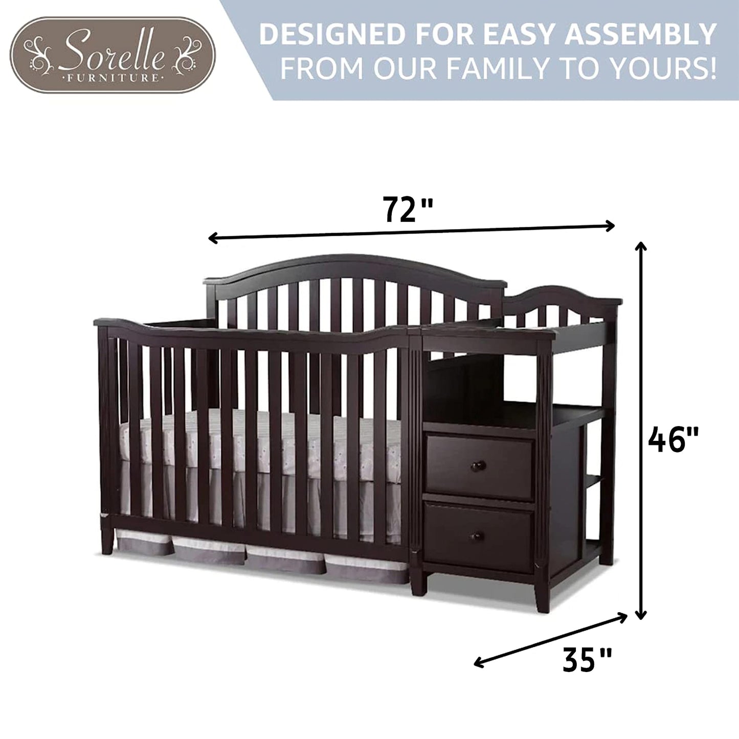 Convertible Crib with Changing Table Storage