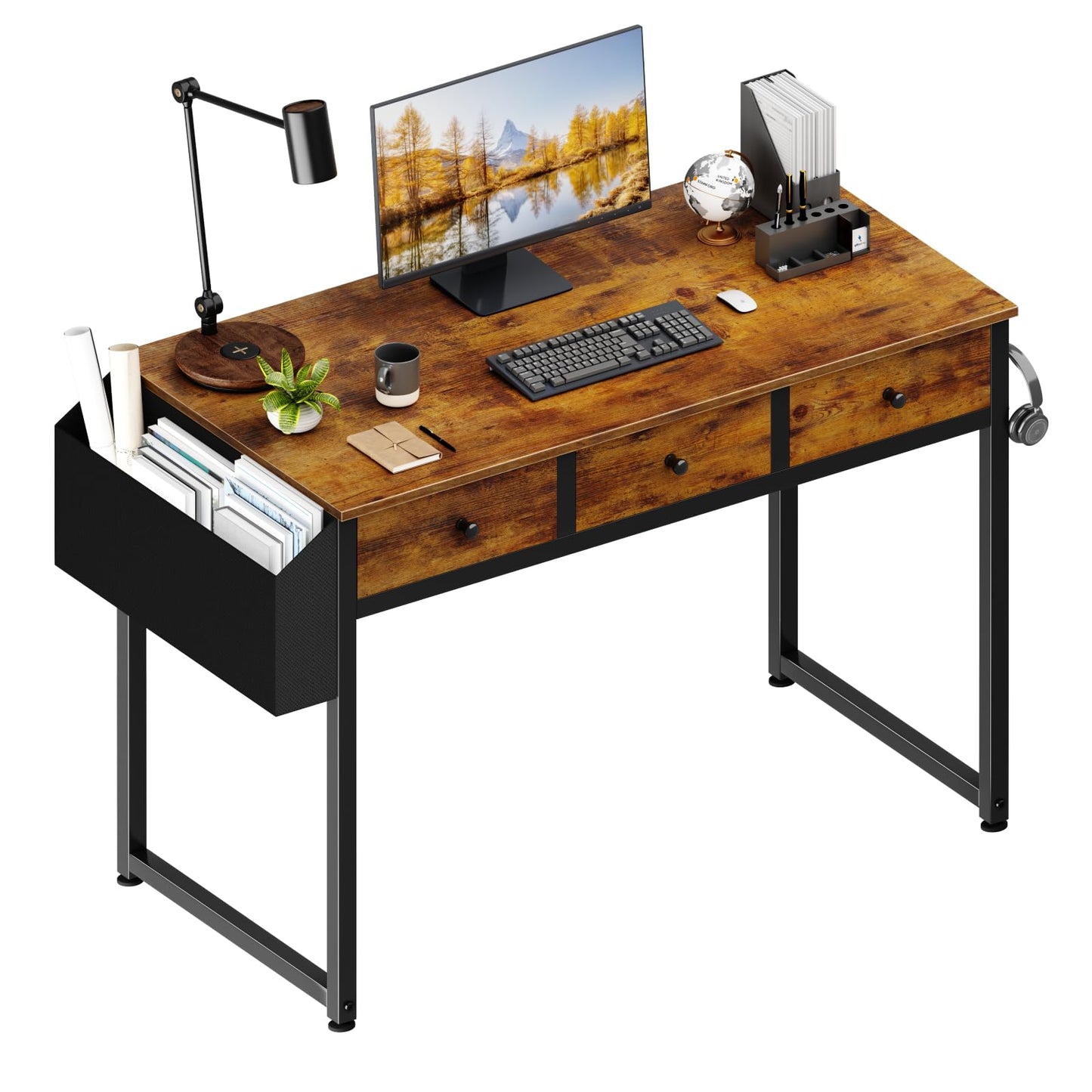 Computer Desk with Drawers and Storage Bag