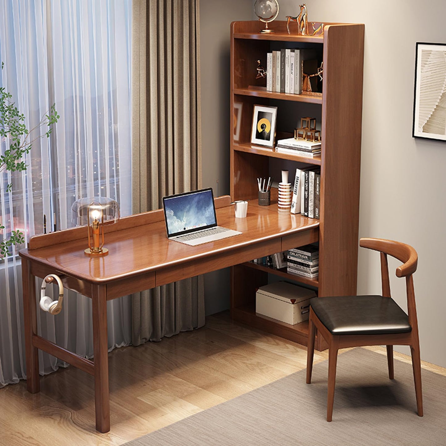 Kids Study Desk with Bookshelf and Storage