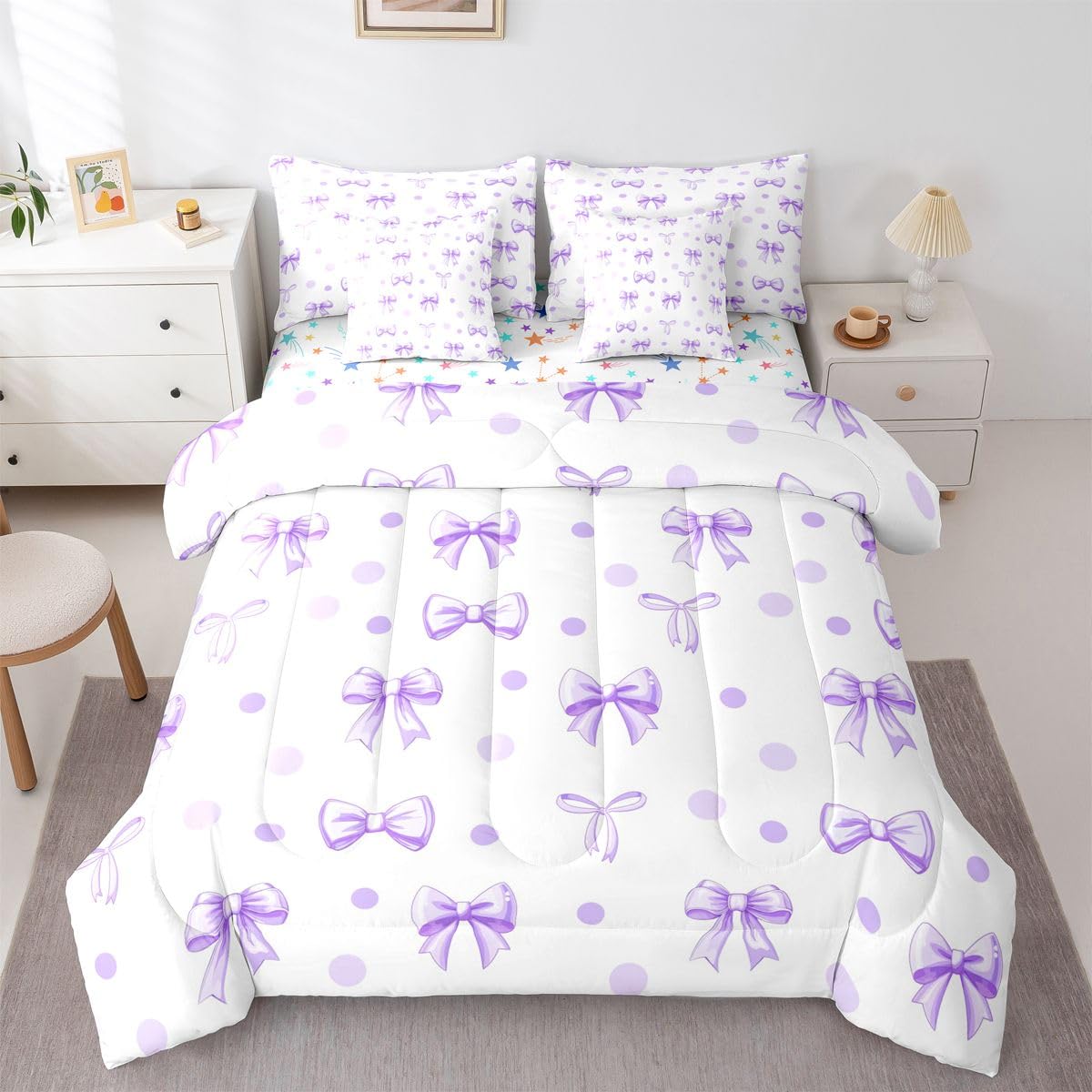 Pink Bow Bedding Set for Girls and Kids