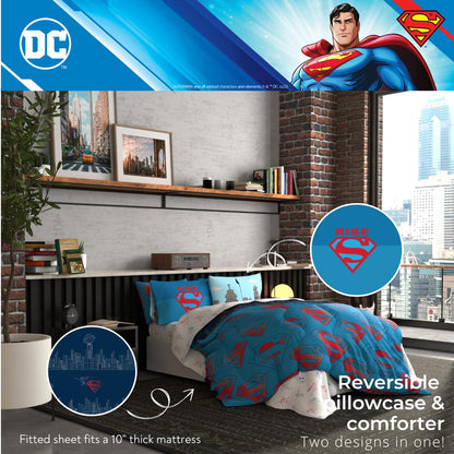 Superhero Reversible Comforter & Sheet Set for Kids