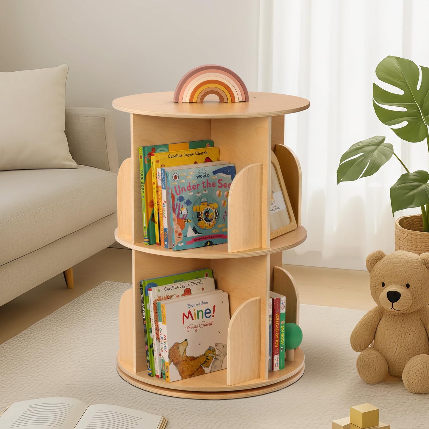 Rotating Bookshelf Tower for Kids Rooms