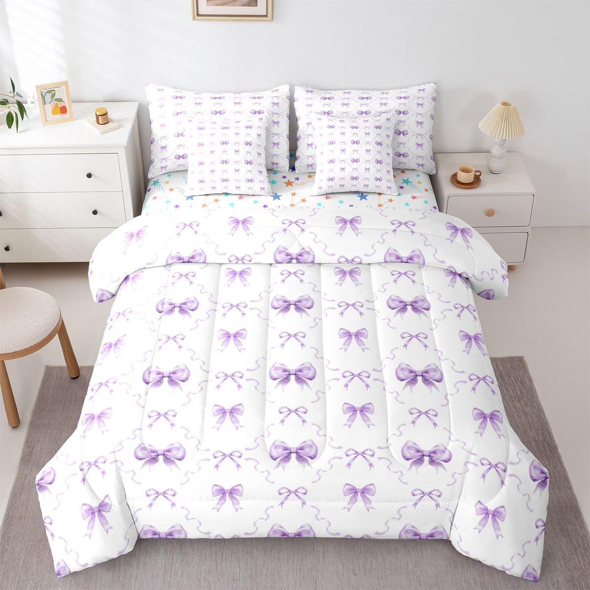 Pink Bow Bedding Set for Girls and Kids