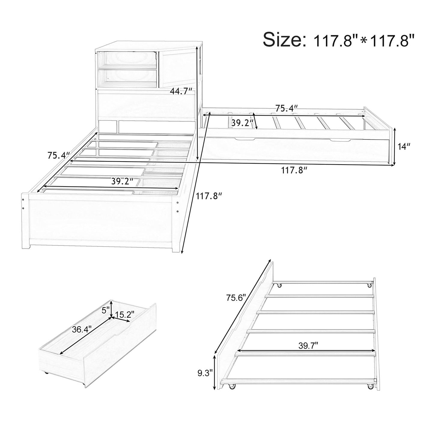 Platform Bed with Hydraulic Storage and USB Ports