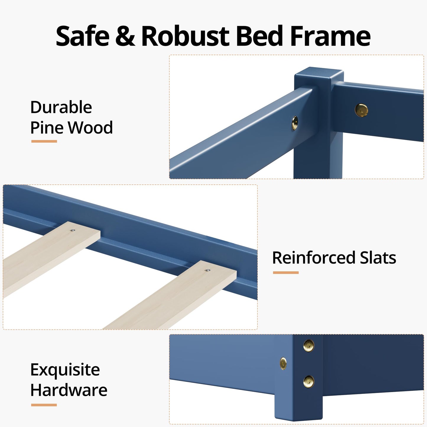 Montessori Floor Bed with Safety Rails