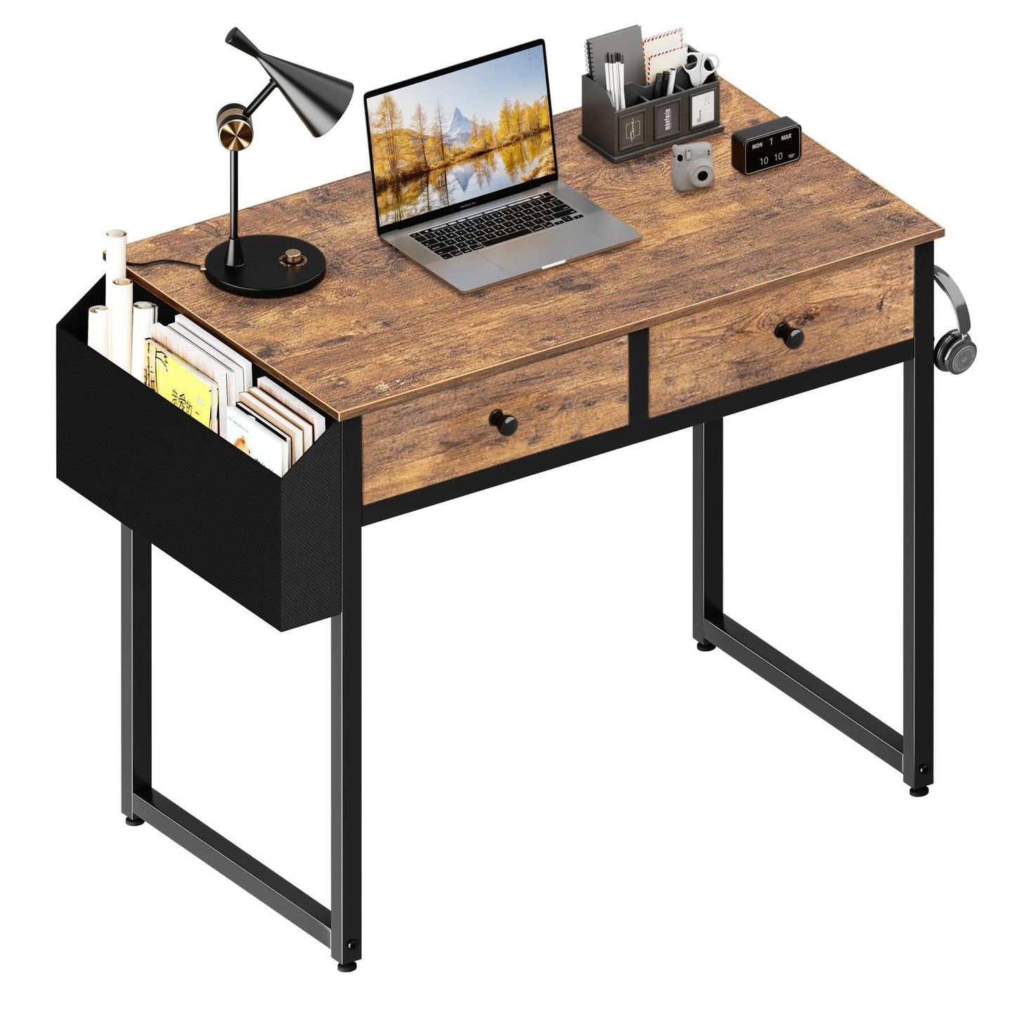 Computer Desk with Drawers and Storage Bag