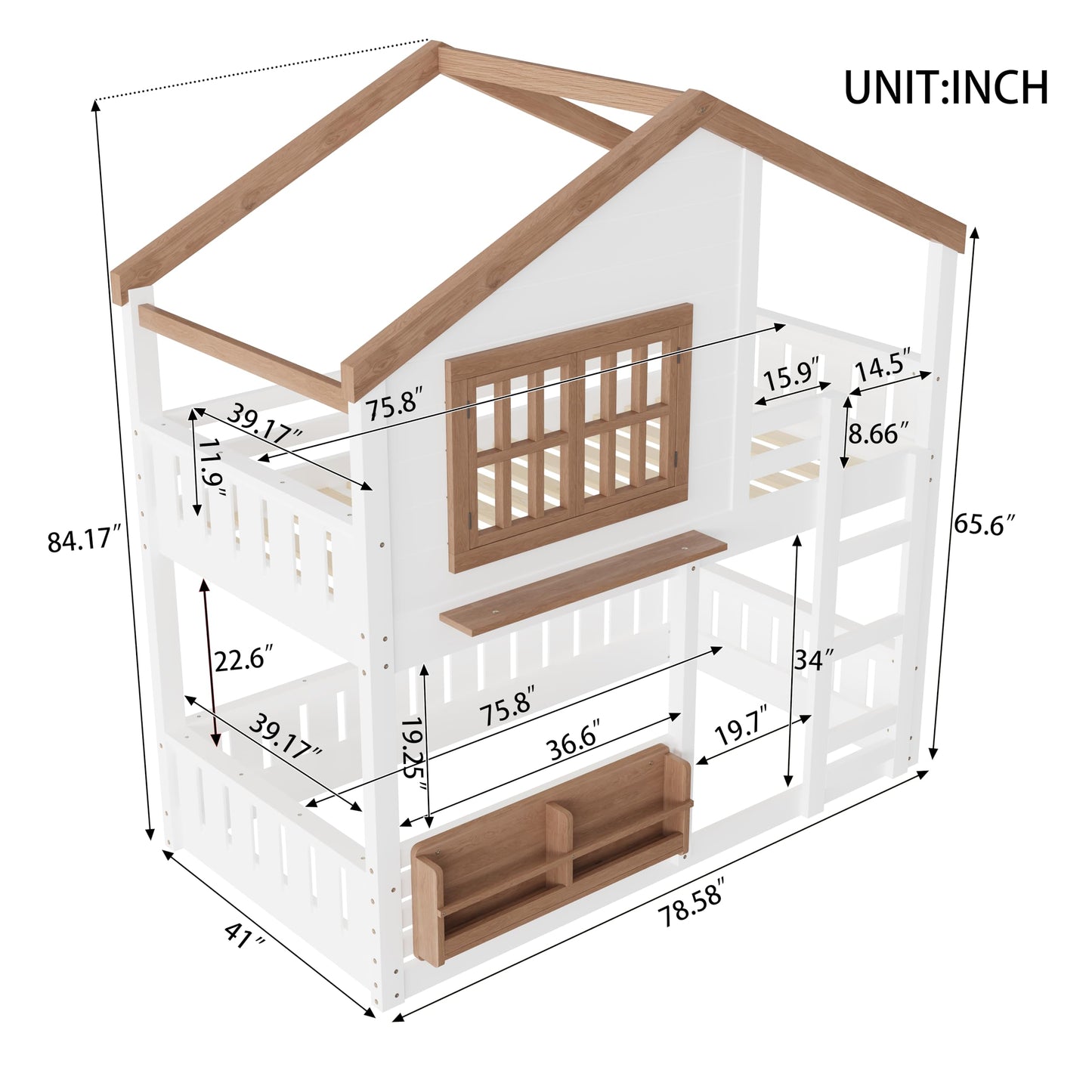 Twin House Bunk Bed with Storage Box