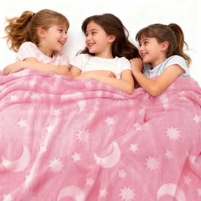 Glow-in-the-Dark Kids Flannel Sleepover Blanket Set