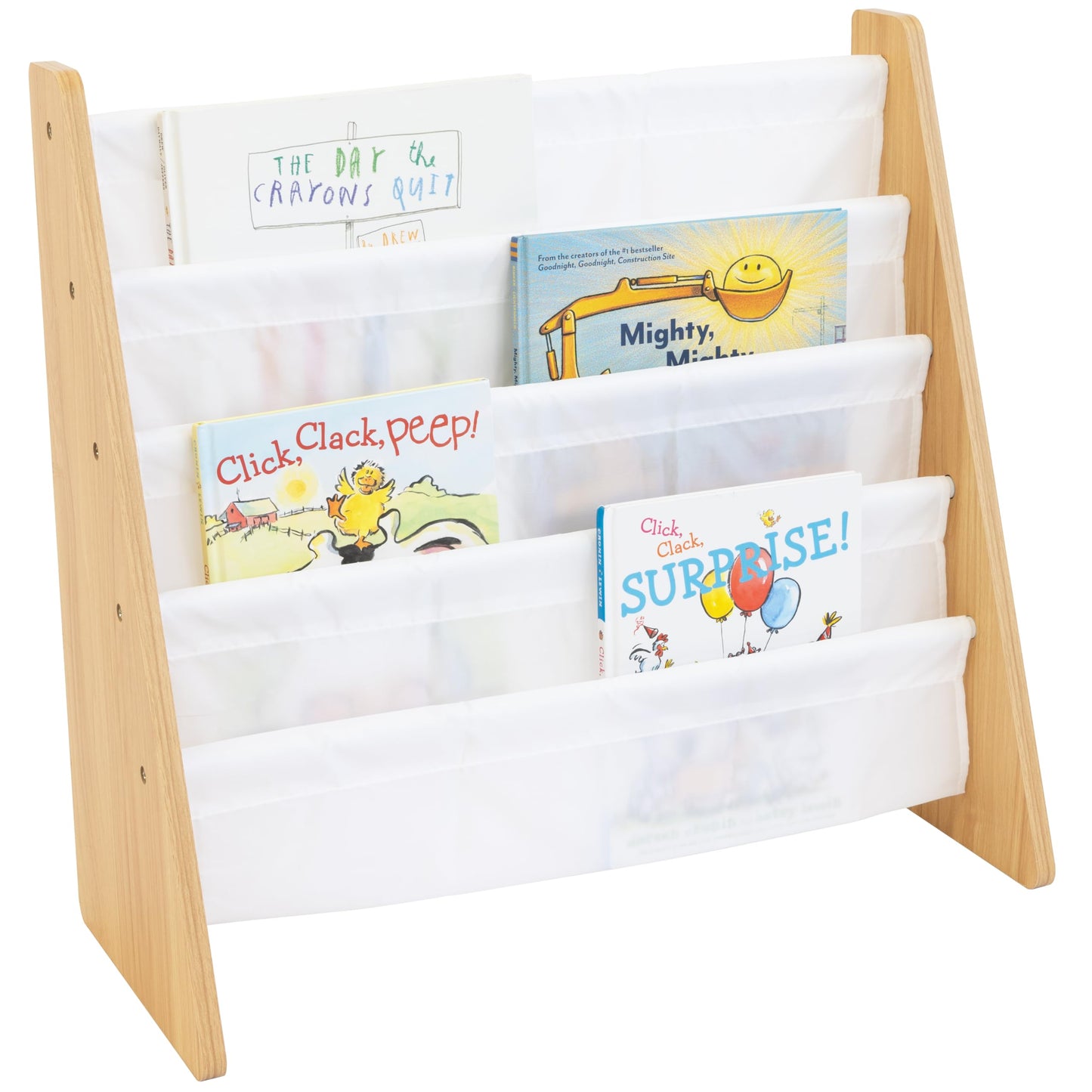 4-Tier Kids Bookshelf with Deep Sling Pockets