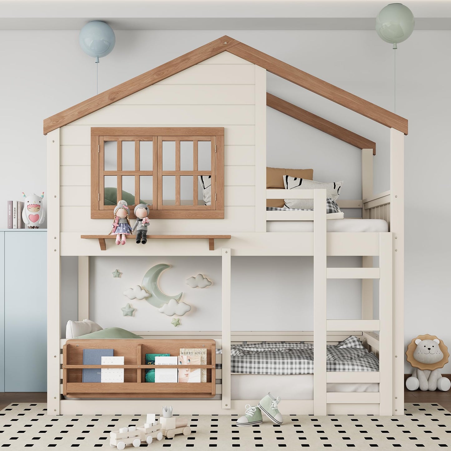 Twin House Bunk Bed with Storage Box