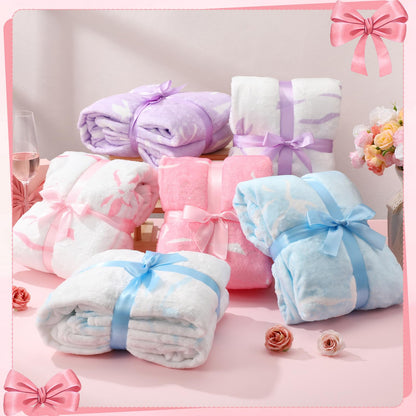 Pink Flannel Throw Blanket Set for Sleepovers