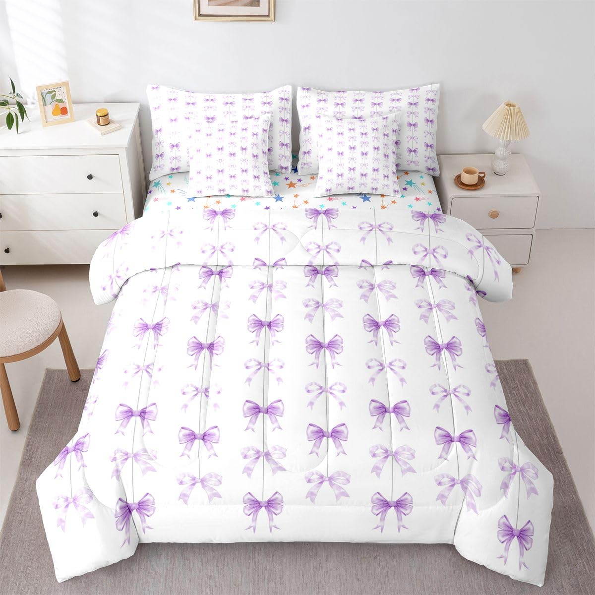 Pink Bow Bedding Set for Girls and Kids
