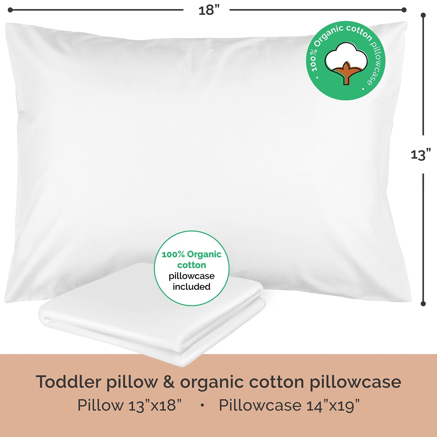 Toddler Pillow with Soft Washable Pillowcase