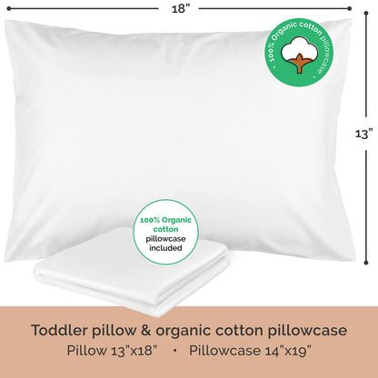Toddler Pillow with Soft Washable Pillowcase