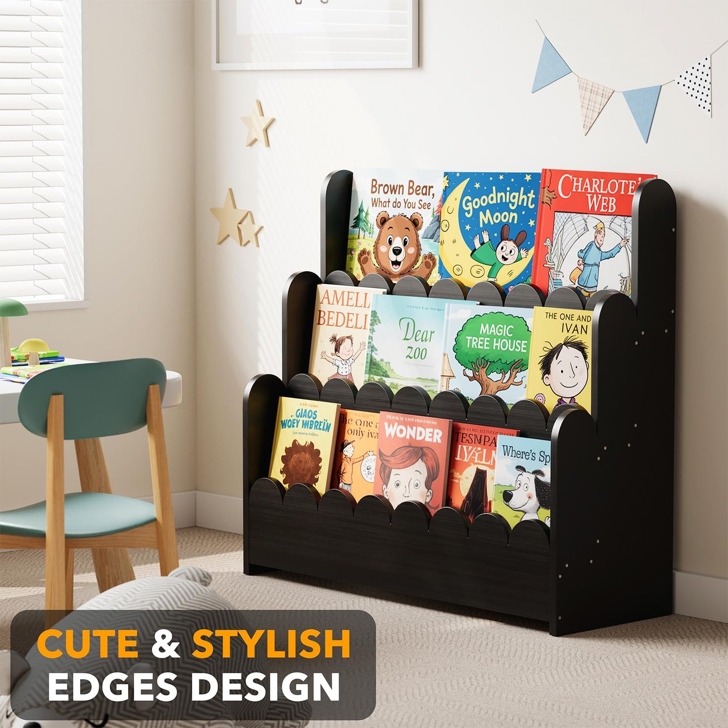 3-Tier Montessori Kids Bookshelf Organizer