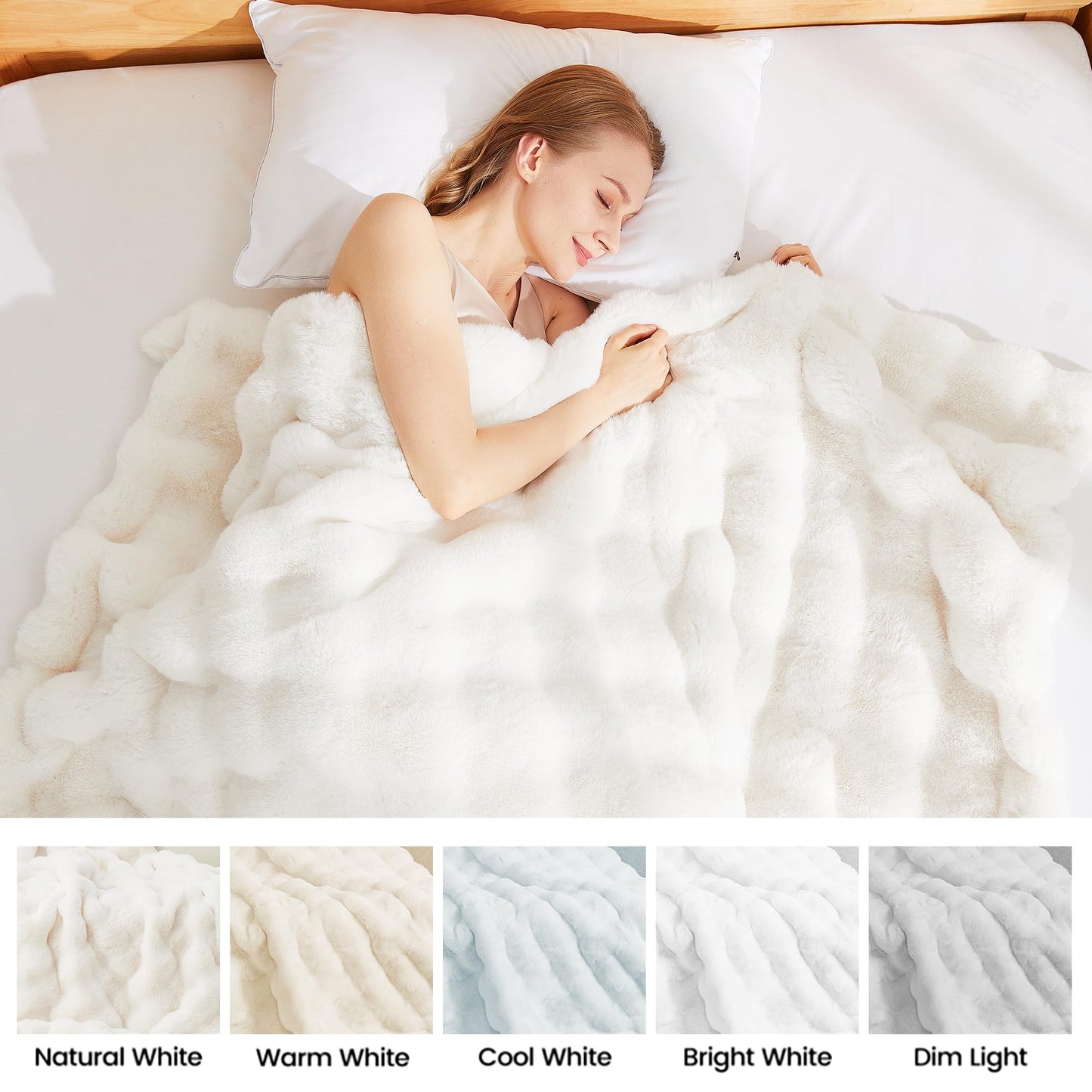 Luxury Faux Fur Bubble Blanket for Bed & Couch
