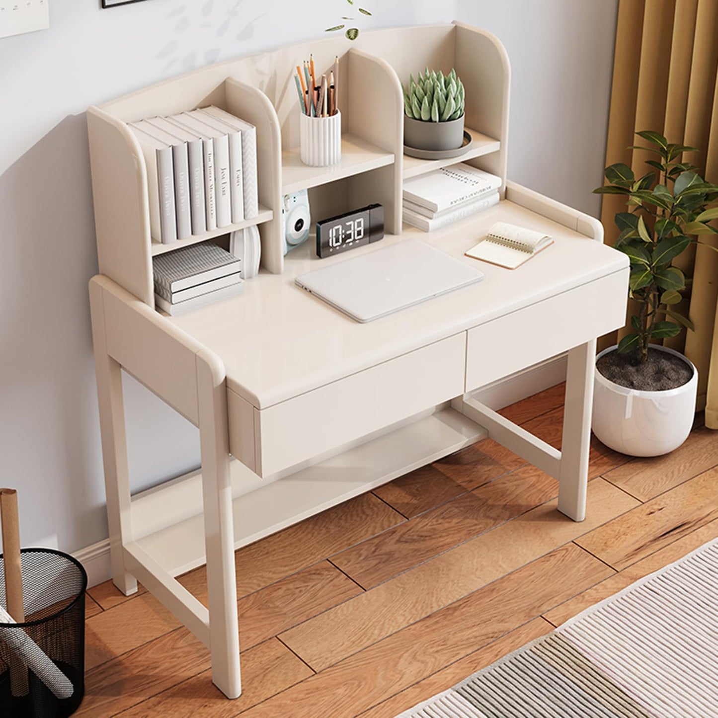Solid Wood Kids Study Desk with Hutch & Drawer