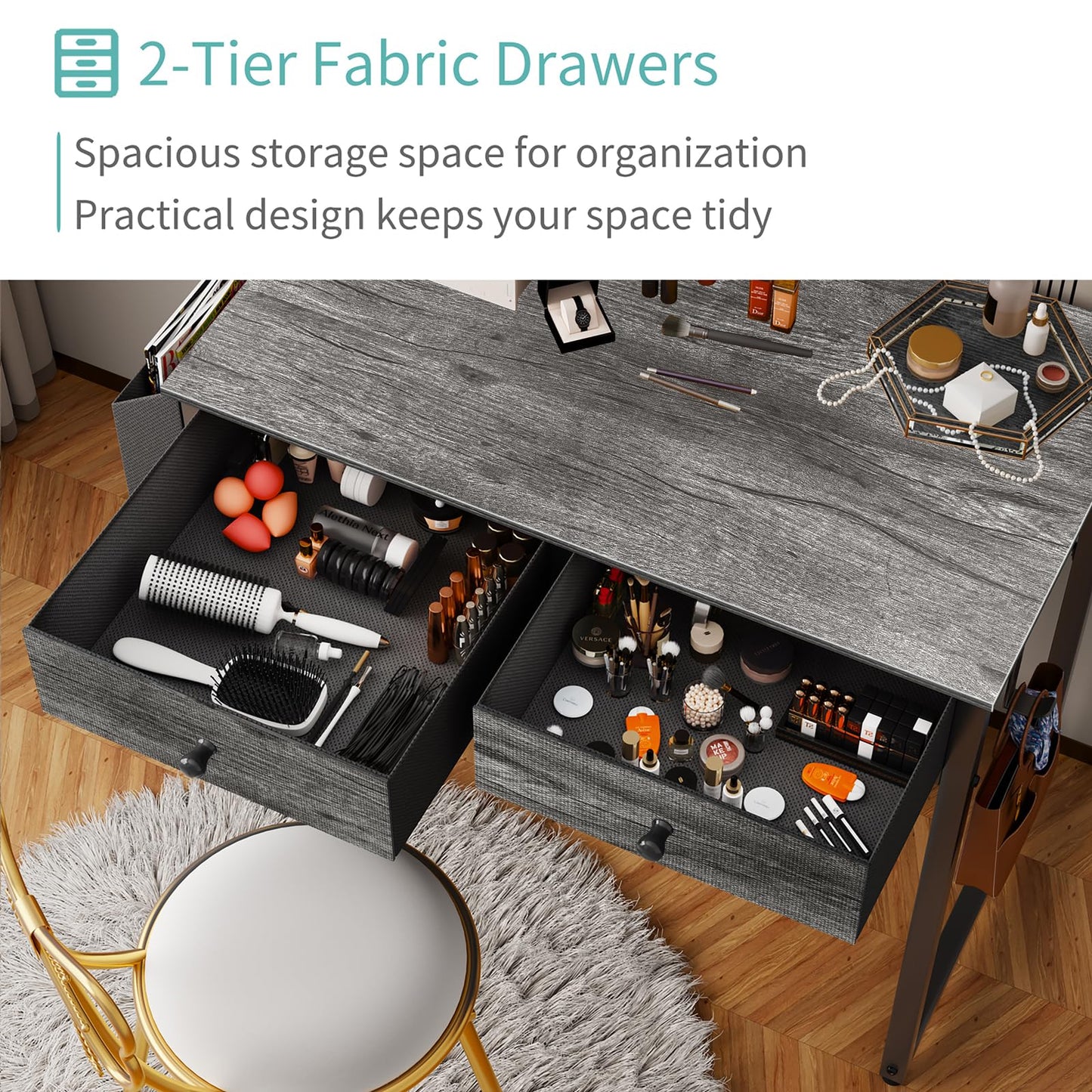 Computer Desk with Drawers and Storage Bag