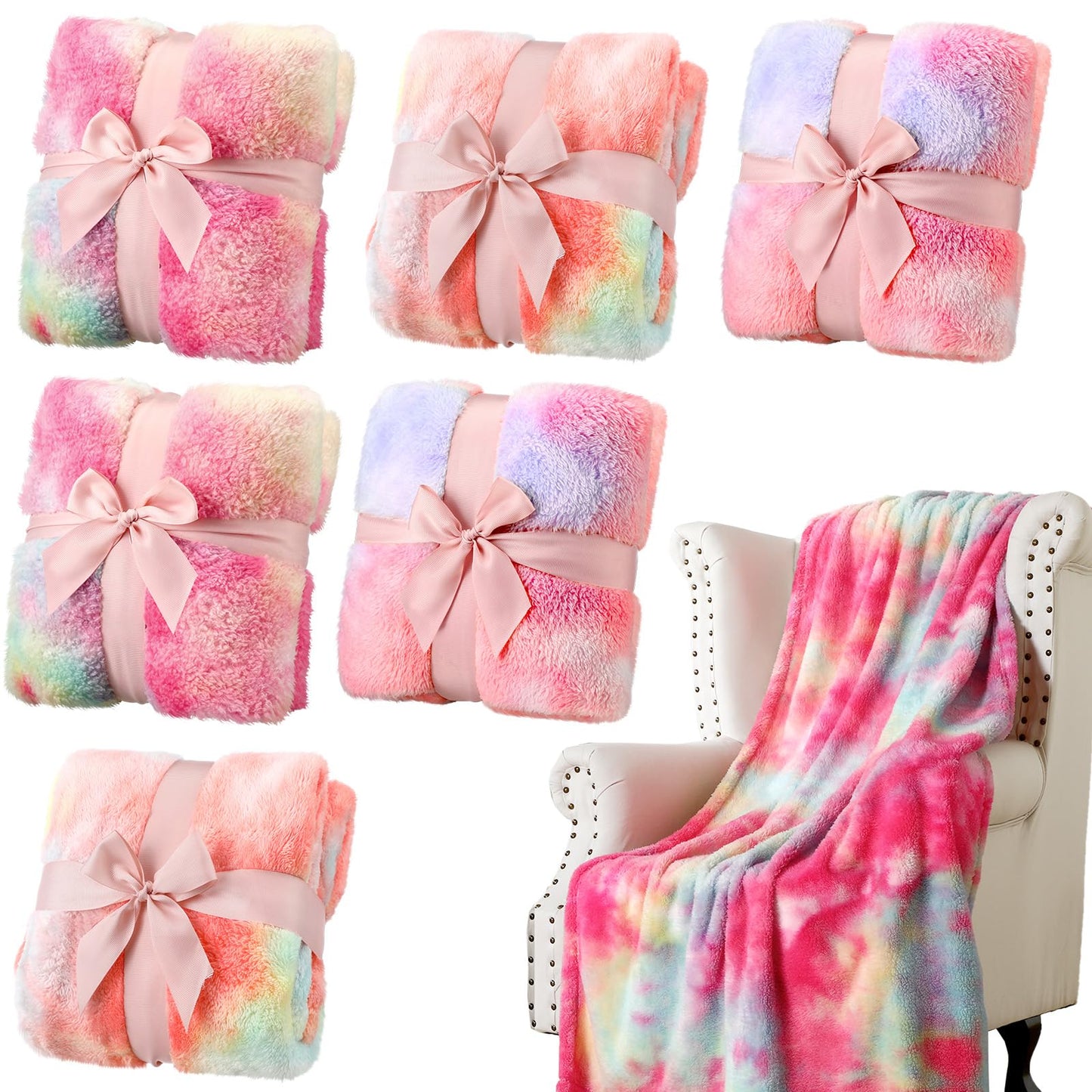 Pink Flannel Throw Blanket Set for Sleepovers