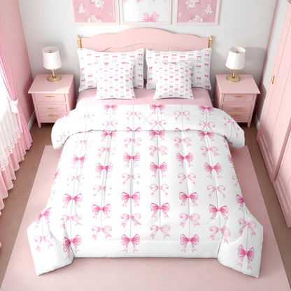 Pink Bow Bedding Set for Girls and Kids