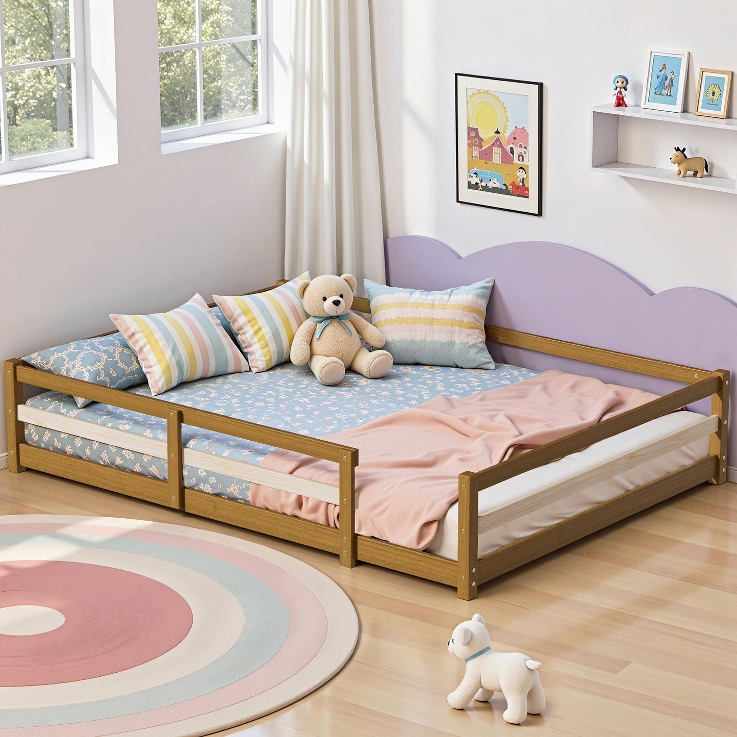 Montessori Floor Bed with Safety Rails