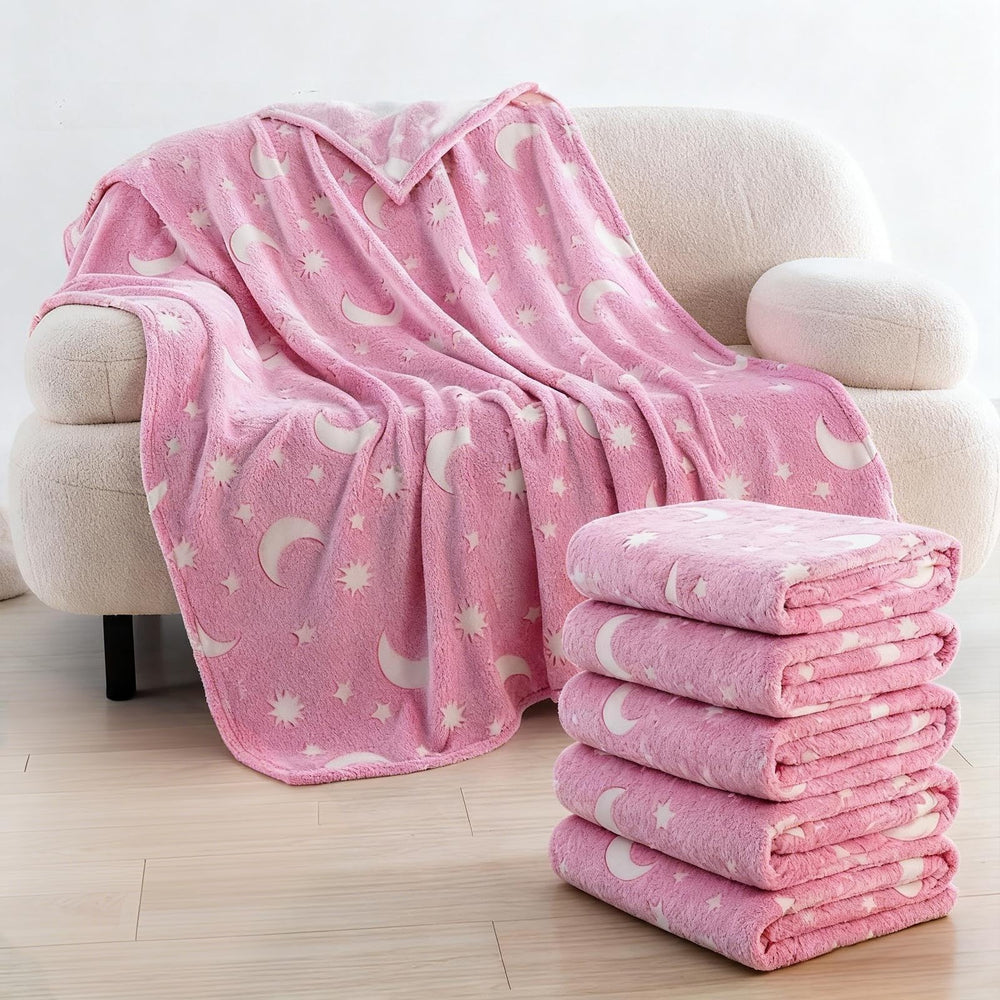 Glow-in-the-Dark Kids Flannel Sleepover Blanket Set