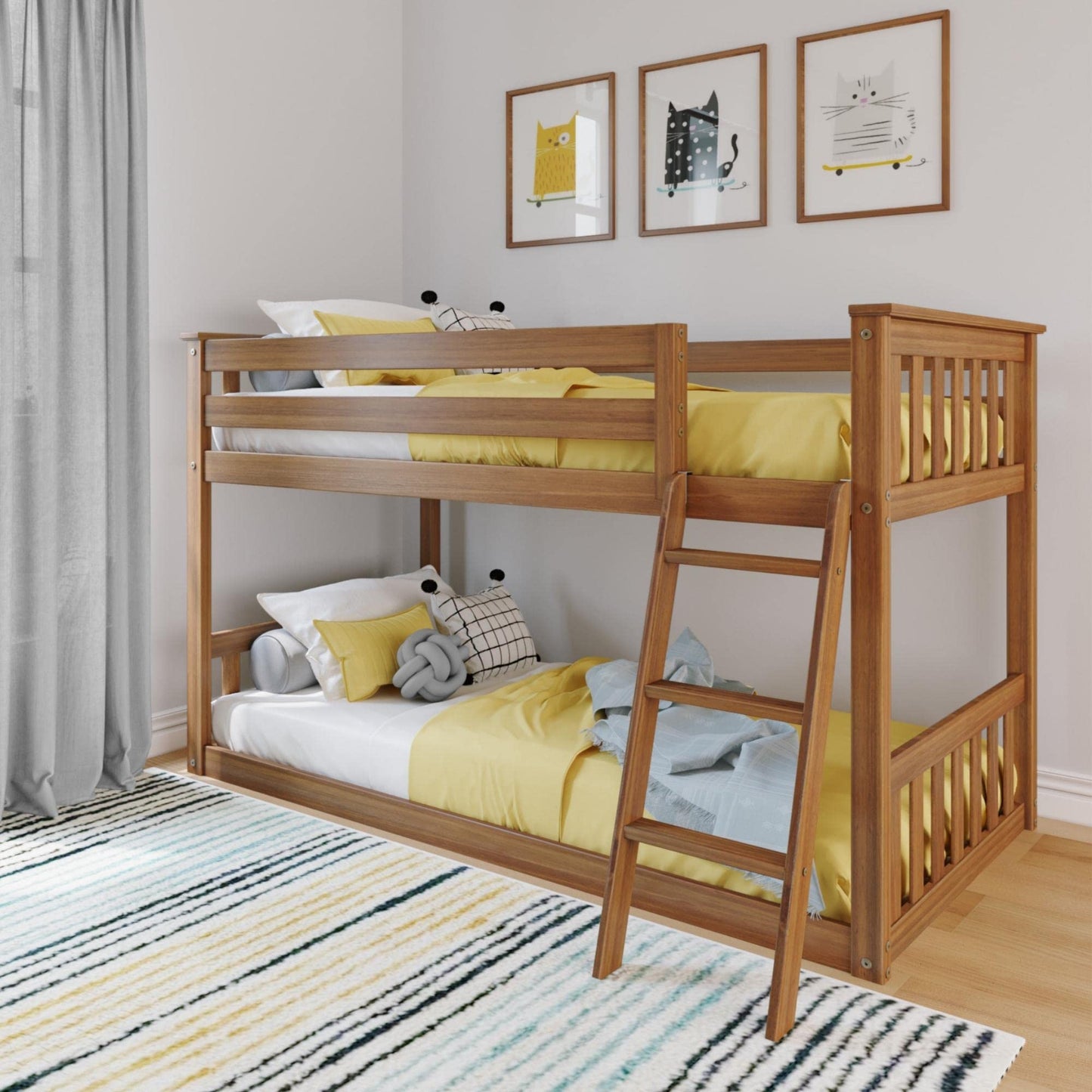 Twin Over Full Low Bunk Bed with Slide