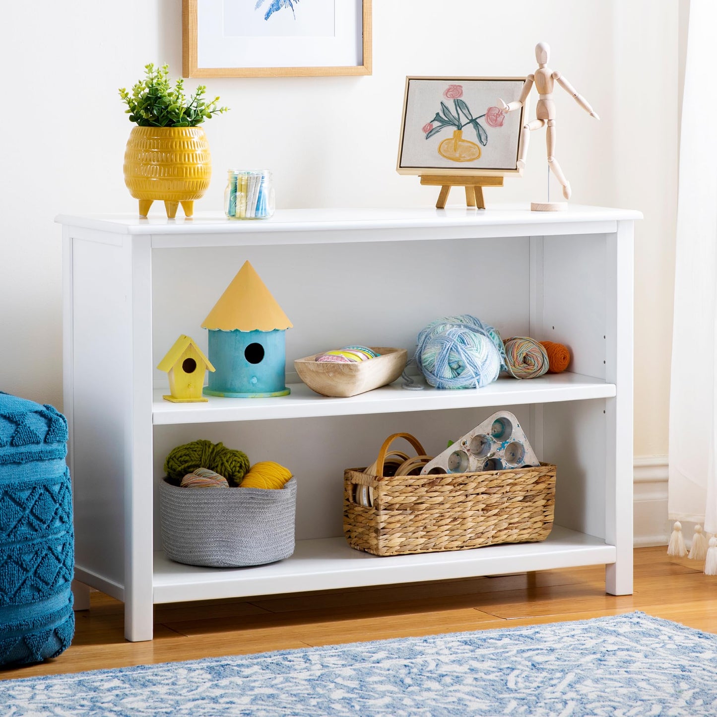 Wooden Kids Bookcase with Toy Storage Shelves