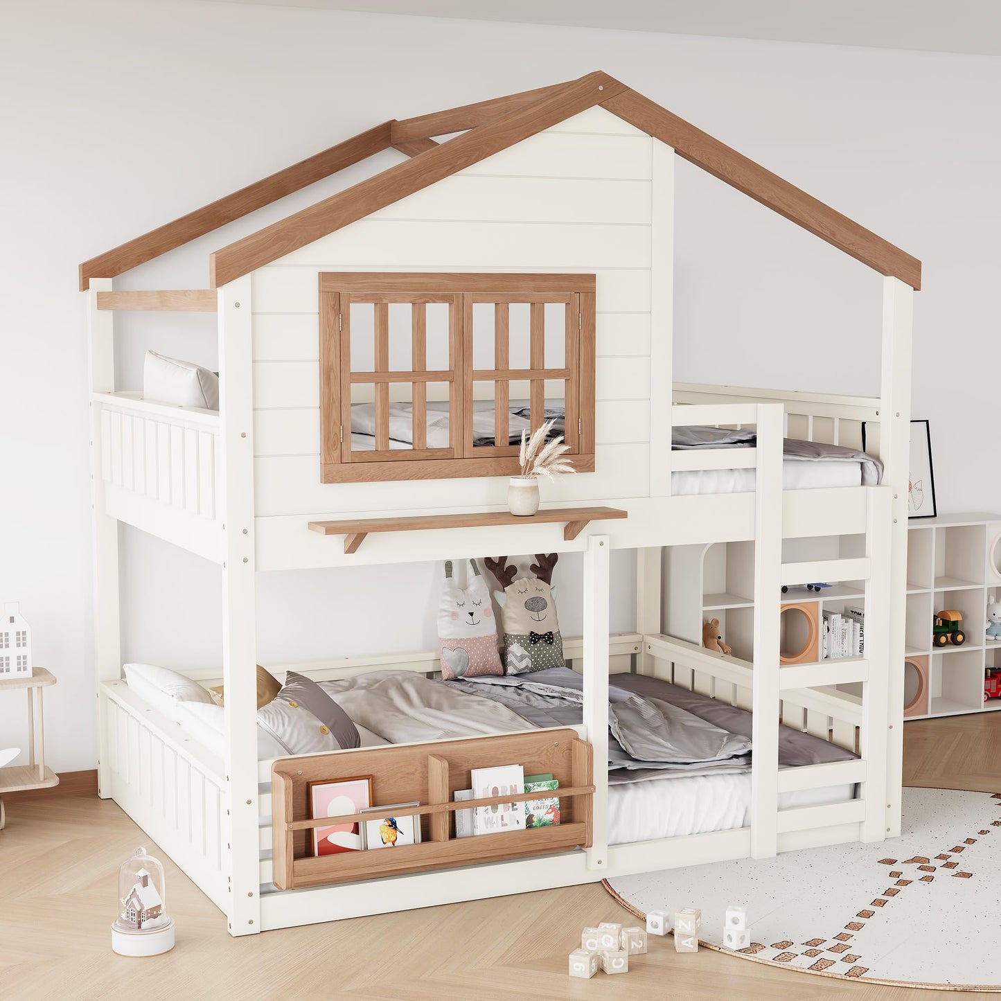 Twin House Bunk Bed with Storage Box