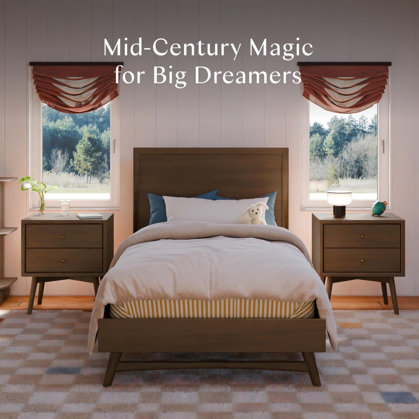 Solid Wood Twin Bed Frame with Headboard