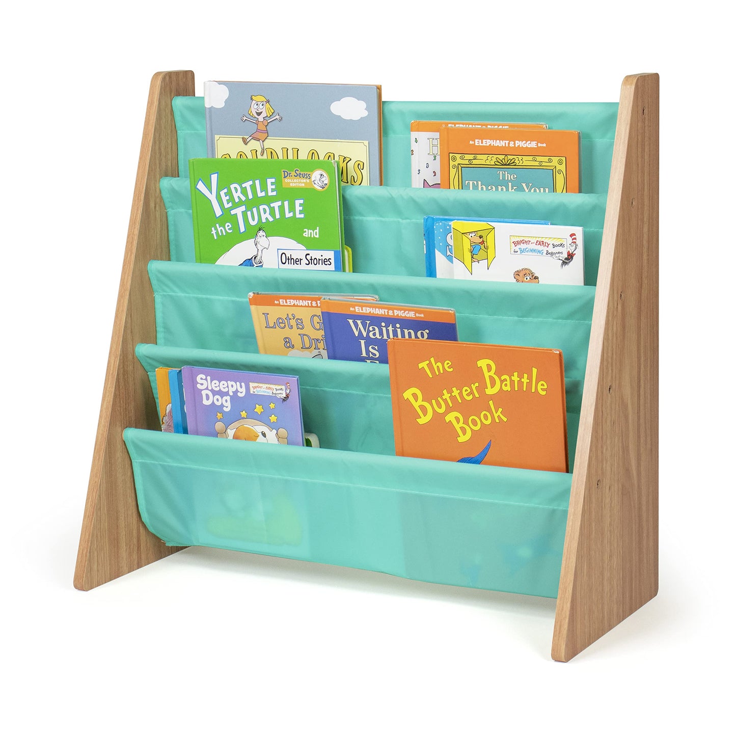 4-Tier Kids Bookshelf with Deep Sling Pockets