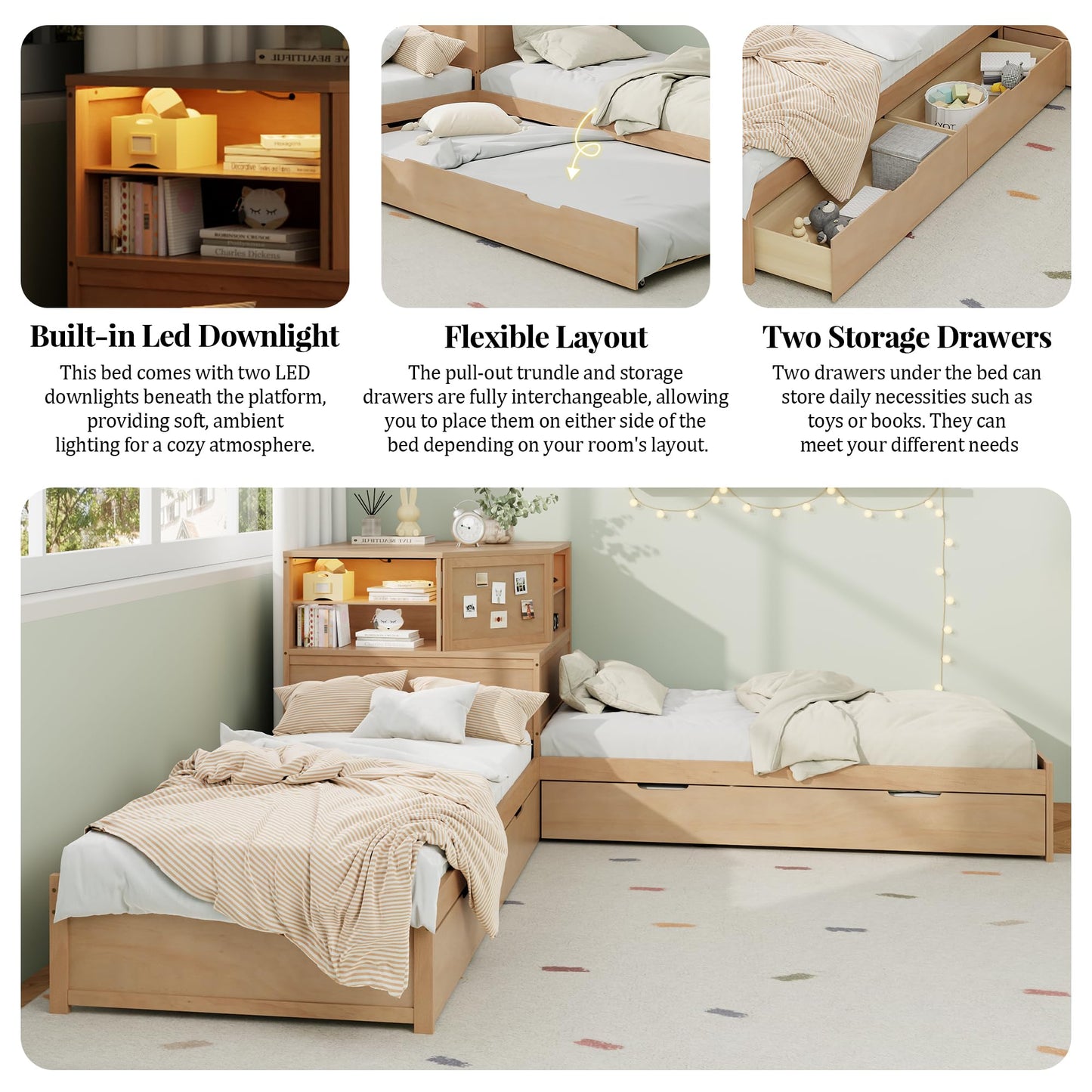 Platform Bed with Hydraulic Storage and USB Ports