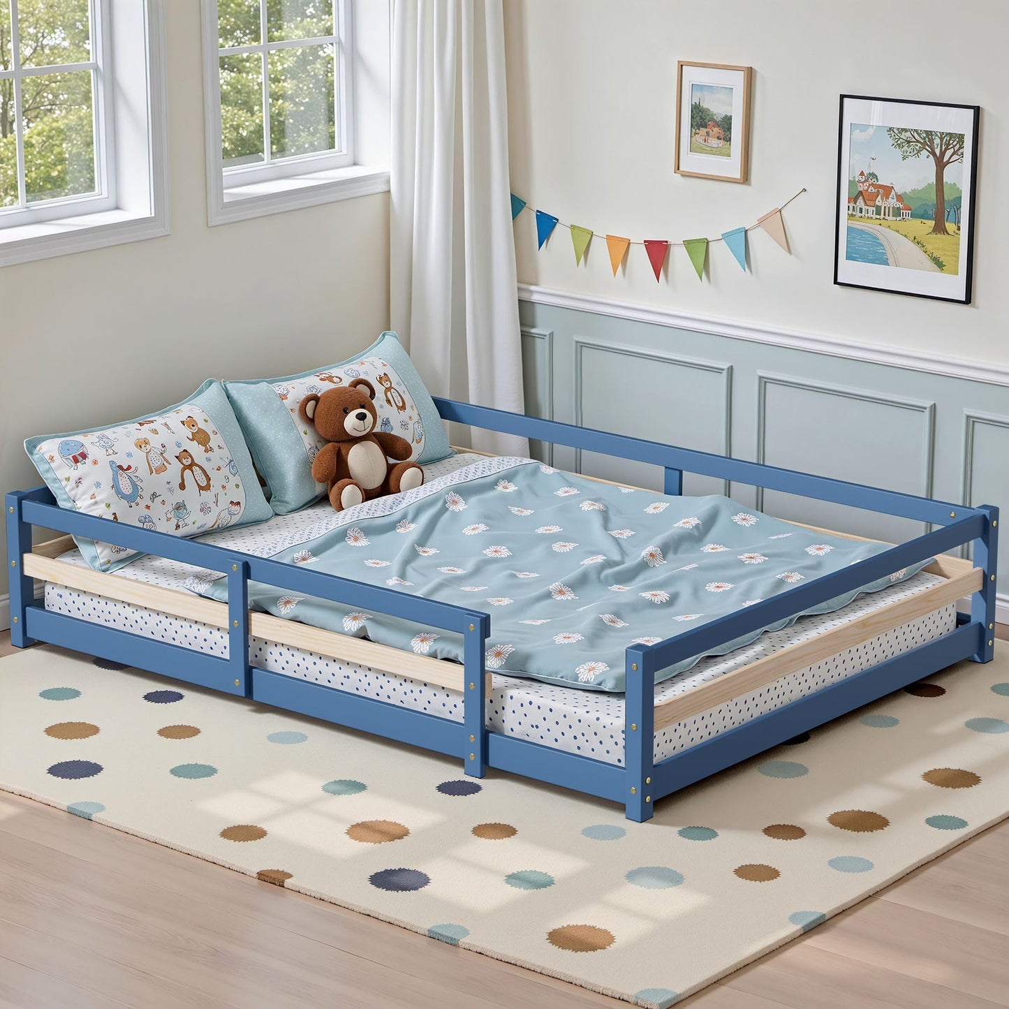 Montessori Floor Bed with Safety Rails