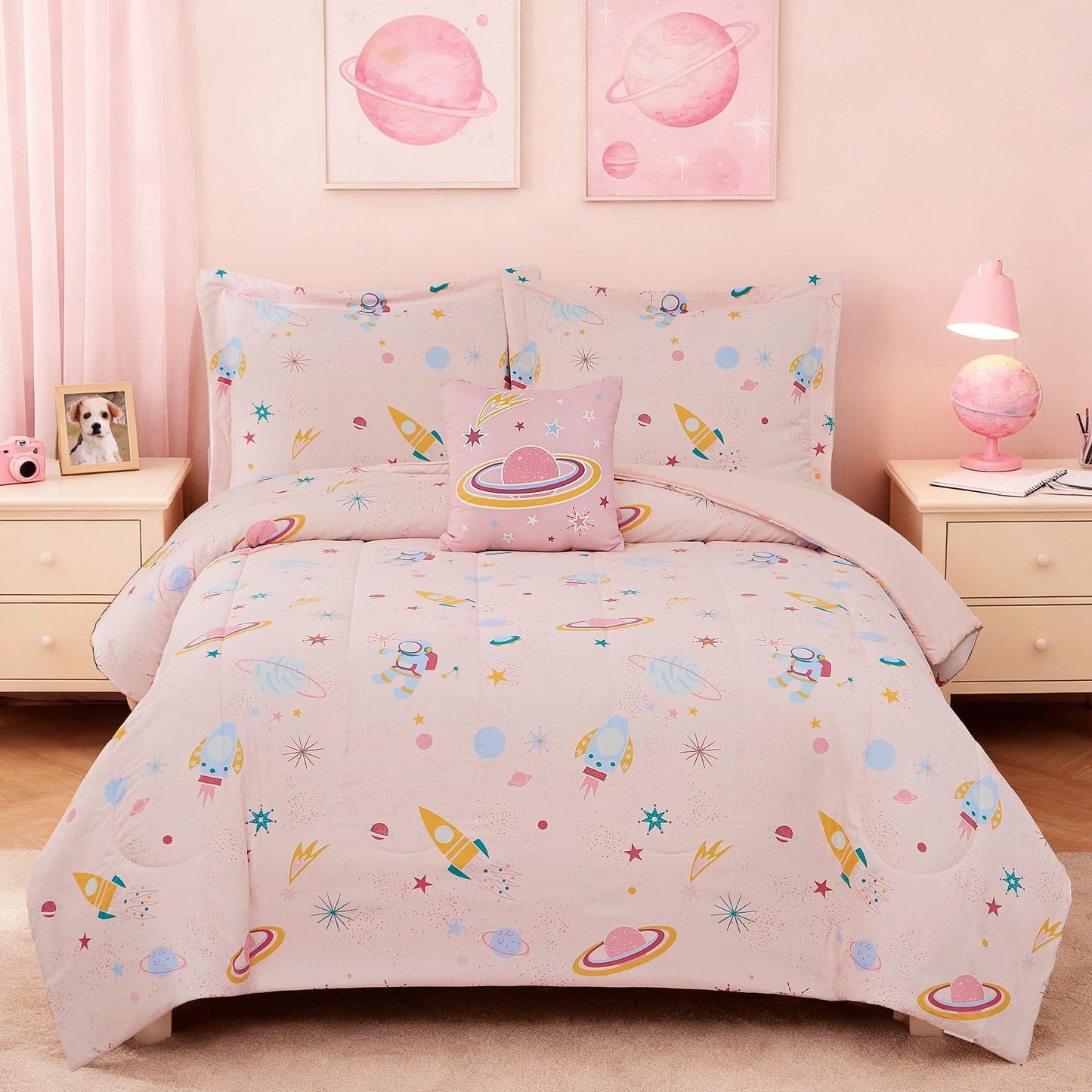 Glow-in-the-Dark Space Comforter Bedding Set